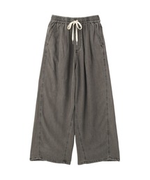 とろみイージータックデニムワイドパンツ