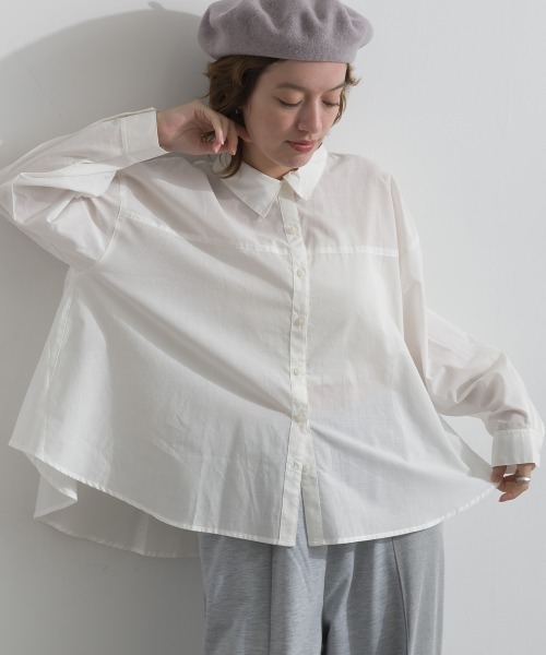 le colis(ルコリ)の「ふわふわローン 無地・チェック柄アソート 切替えフレアシャツ(シャツ/ブラウス・レディース・オフホワイト/ブラウン系その他/ブラック系その他・FREE)」の2枚目の写真