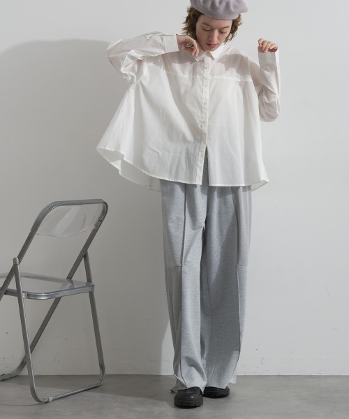 le colis(ルコリ)の「ふわふわローン 無地・チェック柄アソート 切替えフレアシャツ(シャツ/ブラウス・レディース・オフホワイト/ブラウン系その他/ブラック系その他・FREE)」の9枚目の写真