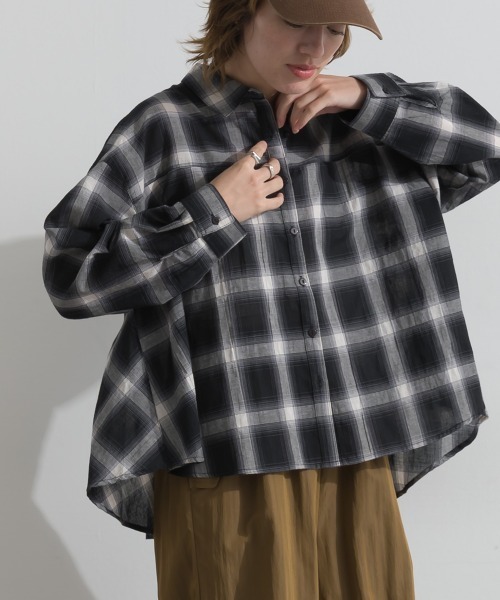 le colis(ルコリ)の「ふわふわローン 無地・チェック柄アソート 切替えフレアシャツ(シャツ/ブラウス・レディース・オフホワイト/ブラウン系その他/ブラック系その他・FREE)」の21枚目の写真