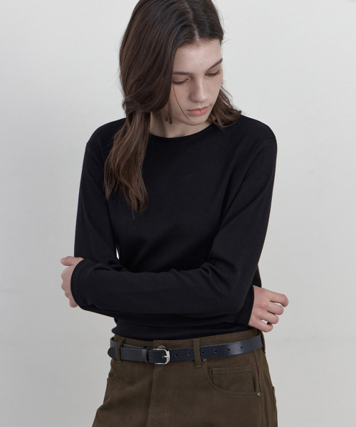 WEDNESDAYOASISFORWOMEN(ウェンズデー オアシス フォー ウーマン)の「カラーラウンドネック長袖Tシャツ_BLACK(WB6TP47)(Tシャツ/カットソー・レディース・ブラック・FREE)」の2枚目の写真