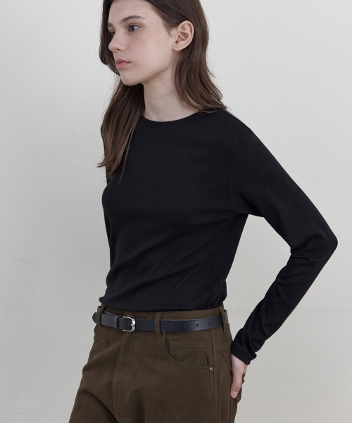 WEDNESDAYOASISFORWOMEN(ウェンズデー オアシス フォー ウーマン)の「カラーラウンドネック長袖Tシャツ_BLACK(WB6TP47)(Tシャツ/カットソー・レディース・ブラック・FREE)」の4枚目の写真