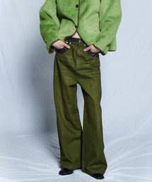 【26WINTER PRE-ORDER】Vegan Leather Docking Straight Denim/ヴィーガンレザードッキングストレートデニム