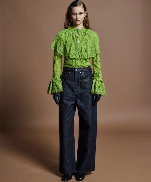 MAISON SPECIAL(メゾンスペシャル)の「【26WINTER PRE-ORDER】Vegan Leather Docking Straight Denim/ヴィーガンレザードッキングストレートデニム(デニムパンツ・レディース・ネイビー/カーキ/ブルー・38/36)」の5枚目の写真