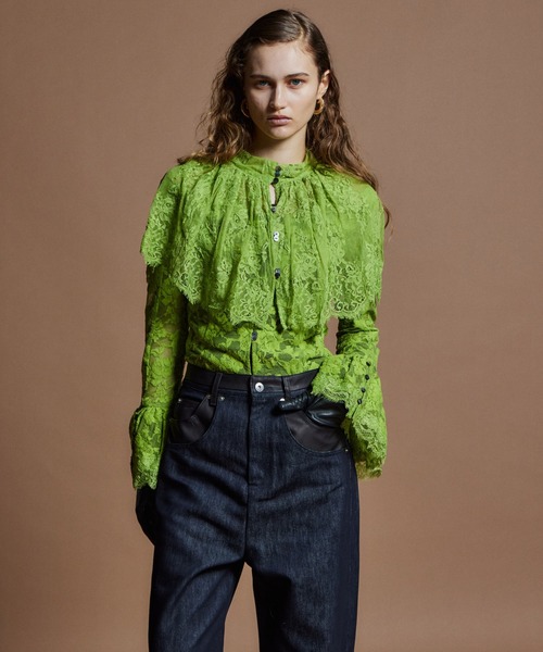 MAISON SPECIAL(メゾンスペシャル)の「【26WINTER PRE-ORDER】Vegan Leather Docking Straight Denim/ヴィーガンレザードッキングストレートデニム(デニムパンツ・レディース・ネイビー/カーキ/ブルー・38/36)」の8枚目の写真
