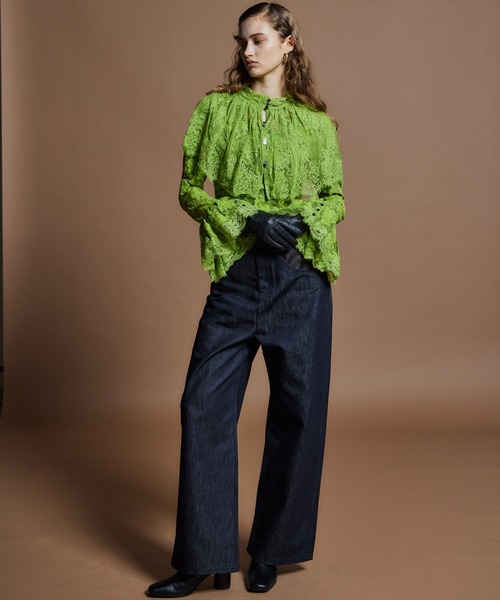 MAISON SPECIAL(メゾンスペシャル)の「【26WINTER PRE-ORDER】Vegan Leather Docking Straight Denim/ヴィーガンレザードッキングストレートデニム(デニムパンツ・レディース・ネイビー/カーキ/ブルー・38/36)」の7枚目の写真
