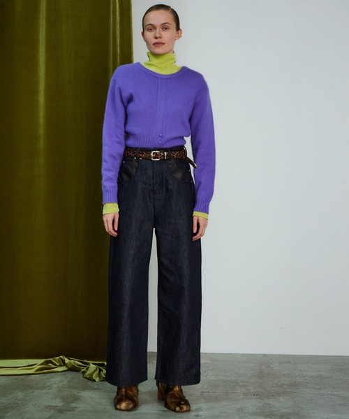 MAISON SPECIAL(メゾンスペシャル)の「【26WINTER PRE-ORDER】Vegan Leather Docking Straight Denim/ヴィーガンレザードッキングストレートデニム(デニムパンツ・レディース・ネイビー/カーキ/ブルー・38/36)」の10枚目の写真