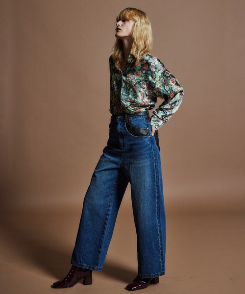 MAISON SPECIAL(メゾンスペシャル)の「【26WINTER PRE-ORDER】Vegan Leather Docking Straight Denim/ヴィーガンレザードッキングストレートデニム(デニムパンツ・レディース・ネイビー/カーキ/ブルー・38/36)」の18枚目の写真