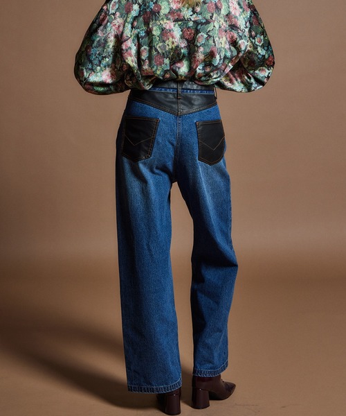 MAISON SPECIAL(メゾンスペシャル)の「【26WINTER PRE-ORDER】Vegan Leather Docking Straight Denim/ヴィーガンレザードッキングストレートデニム(デニムパンツ・レディース・ネイビー/カーキ/ブルー・38/36)」の20枚目の写真