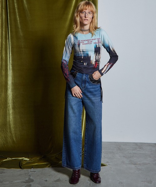 MAISON SPECIAL(メゾンスペシャル)の「【26WINTER PRE-ORDER】Vegan Leather Docking Straight Denim/ヴィーガンレザードッキングストレートデニム(デニムパンツ・レディース・ネイビー/カーキ/ブルー・38/36)」の21枚目の写真