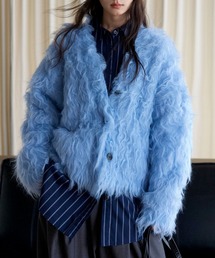26AW/3色展開ウール混Vネックロングシャギーニットカーディガン