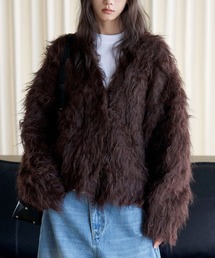 26AW/3色展開ウール混Vネックロングシャギーニットカーディガン