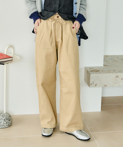 FREAK'S STORE（フリークスストア）の「RED KAP × FREAK'S STORE/レッドキャップ 別注 ウォーム 紐付きイージーパンツ（その他パンツ・レディース・ベージュ/ブラウン/ネイビー/チャコール/ナチュラル・SMALL/MEDIUM）」の15枚目の写真