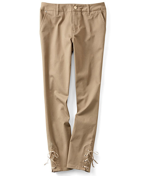 IEDIT(イディット)の「【股下丈が選べる】ララ・ステラ レースアップヘムが印象的な美脚ストレッチチノパンツ (チノパンツ・レディース・ベージュ/カーキ・5/15 /2/9/11/14/8/3/12/1/10/6/13/16/7/4)」の4枚目の写真