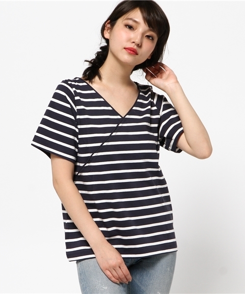 RODEO CROWNS WIDE BOWL（ロデオクラウンズワイドボウル）の「REVERSE TEE（Tシャツ/カットソー・レディース・ダークネイビー/ホワイト系その他・MEDIUM/SMALL）」の3枚目の写真