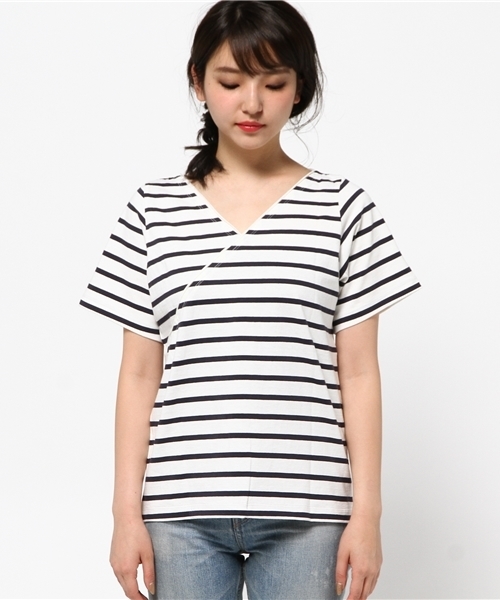 RODEO CROWNS WIDE BOWL（ロデオクラウンズワイドボウル）の「REVERSE TEE（Tシャツ/カットソー・レディース・ダークネイビー/ホワイト系その他・MEDIUM/SMALL）」の4枚目の写真