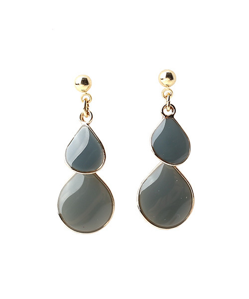 ANEMONE（アネモネ）の「つやつやダブルプレートのピアス（ピアス（両耳用）・レディース・グレー/ブラウン/ワイン/アイボリー/カーキ/ブルー/ピンク/グリーン・FREE）」の14枚目の写真