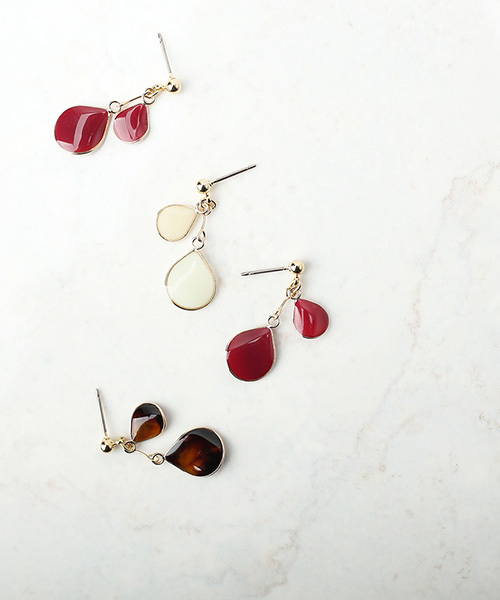 ANEMONE（アネモネ）の「つやつやダブルプレートのピアス（ピアス（両耳用）・レディース・グレー/ブラウン/ワイン/アイボリー/カーキ/ブルー/ピンク/グリーン・FREE）」の16枚目の写真