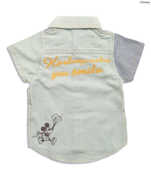BREEZE（ブリーズ）の「Disney（ディズニー）ミッキーアップリケ半袖シャツ（シャツ/ブラウス・キッズ・ネイビー/サックスブルー・140/95/110/80/90/100/120/130）」の11枚目の写真