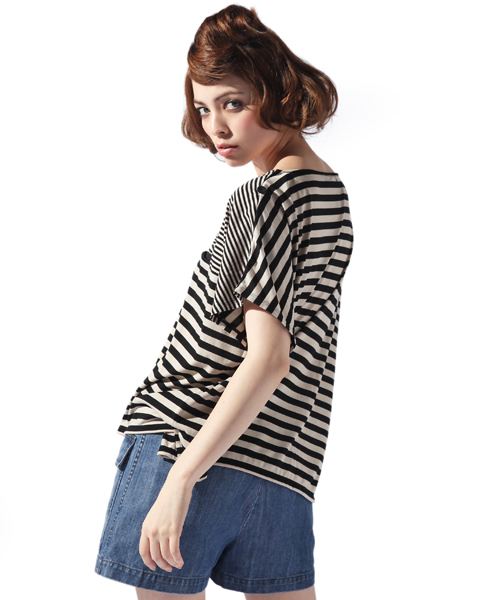 CROON A SONG(クルーンアソング)の「ボーダートップス(Tシャツ/カットソー・レディース・ホワイト/ベージュ・38)」の3枚目の写真