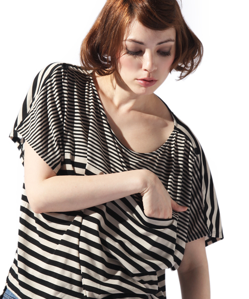 CROON A SONG(クルーンアソング)の「ボーダートップス(Tシャツ/カットソー・レディース・ホワイト/ベージュ・38)」の8枚目の写真