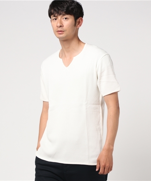 Lovege(ロベージ)の「Lovege-S/S WAFFLE TEE オーガニックコットン Tシャツ(Tシャツ/カットソー・メンズ・レッド系その他/オフホワイト/ヘザーグレー/ネイビー/スミクロ・2/3)」の2枚目の写真