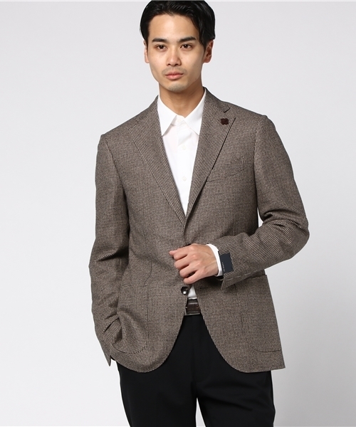 LARDINI 千鳥格子 テーラードジャケット LARDINI (ラルディーニ) 千鳥格子 ハウンドトゥース シングル 2ツ釦