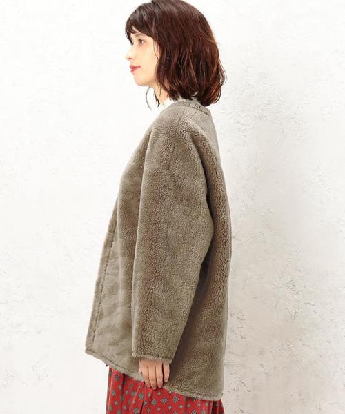 green label relaxing（グリーンレーベルリラクシング）の「[WEB限定] CF ボア 2WAY コート SHORT ◆（その他アウター・レディース・モカ/ナチュラル・36/38）」の5枚目の写真