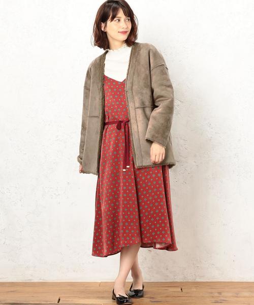 green label relaxing（グリーンレーベルリラクシング）の「[WEB限定] CF ボア 2WAY コート SHORT ◆（その他アウター・レディース・モカ/ナチュラル・36/38）」の13枚目の写真