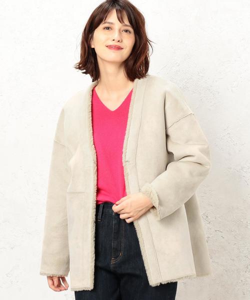 green label relaxing（グリーンレーベルリラクシング）の「[WEB限定] CF ボア 2WAY コート SHORT ◆（その他アウター・レディース・モカ/ナチュラル・36/38）」の17枚目の写真