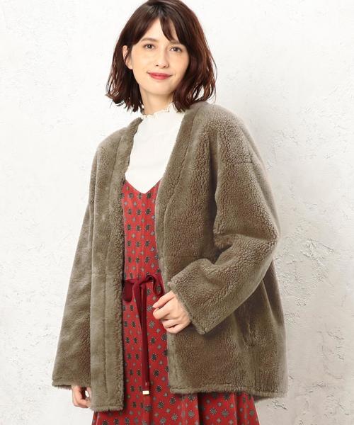 green label relaxing（グリーンレーベルリラクシング）の「[WEB限定] CF ボア 2WAY コート SHORT ◆（その他アウター・レディース・モカ/ナチュラル・36/38）」の19枚目の写真