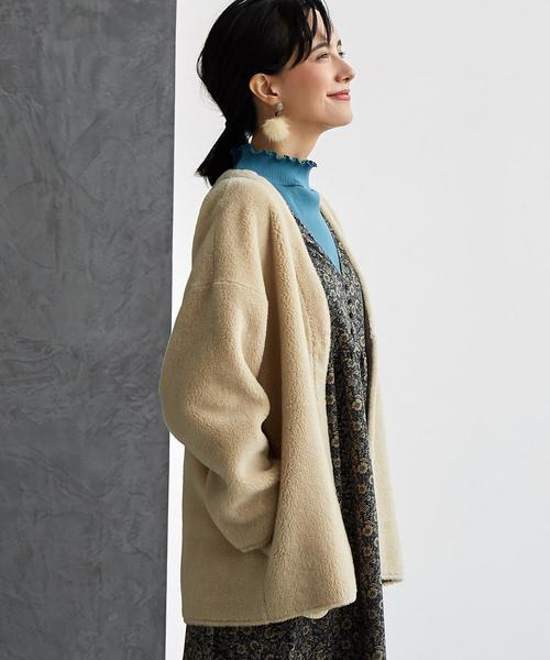 green label relaxing（グリーンレーベルリラクシング）の「[WEB限定] CF ボア 2WAY コート SHORT ◆（その他アウター・レディース・モカ/ナチュラル・36/38）」の22枚目の写真