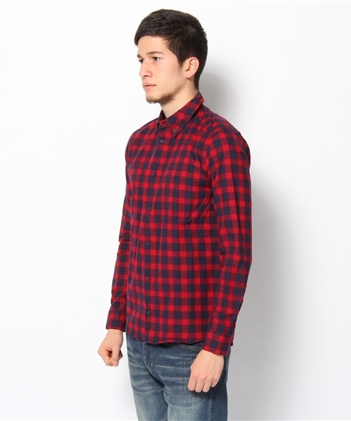 WHO'S WHO gallery（フーズフーギャラリー）の「起毛チェックシャツ（シャツ/ブラウス・メンズ・レッド/オレンジ・MEDIUM/LARGE）」の4枚目の写真