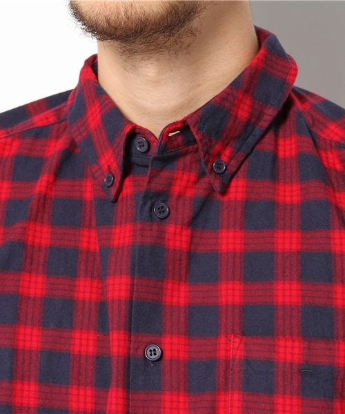 WHO'S WHO gallery（フーズフーギャラリー）の「起毛チェックシャツ（シャツ/ブラウス・メンズ・レッド/オレンジ・MEDIUM/LARGE）」の8枚目の写真
