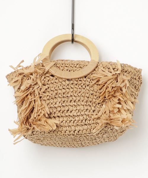 KOBE LETTUCE（コウベレタス）の「ウッドハンドルペーパーバッグ/かごバッグ/ハンドバッグ/BAG/レディース[B1146]神戸レタス（かごバッグ・レディース・ベージュ/ラベンダー/ネイビー・FREE）」の7枚目の写真