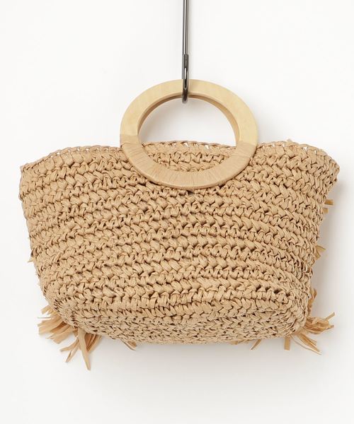 KOBE LETTUCE（コウベレタス）の「ウッドハンドルペーパーバッグ/かごバッグ/ハンドバッグ/BAG/レディース[B1146]神戸レタス（かごバッグ・レディース・ベージュ/ラベンダー/ネイビー・FREE）」の4枚目の写真