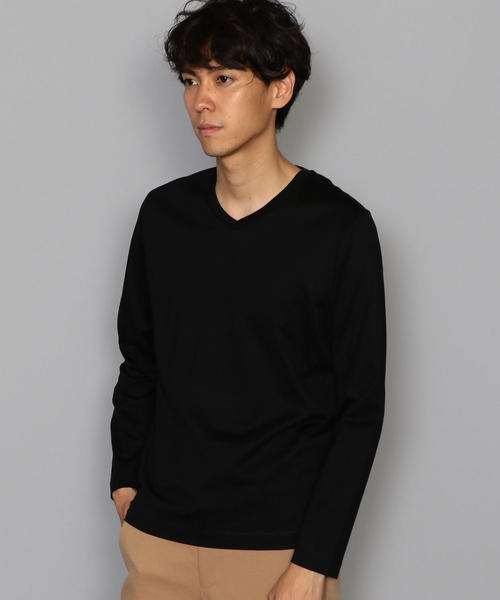 green label relaxing(グリーンレーベルリラクシング)の「CM オーガニック クリア Vネック LS カットソー ◆(Tシャツ/カットソー・メンズ・ホワイト/ブラック/ブラウン/パープル/グレー/ライラック・SMALL/MEDIUM/X-LARGE/LARGE)」の3枚目の写真