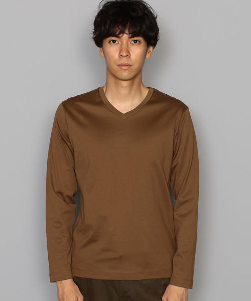 green label relaxing(グリーンレーベルリラクシング)の「CM オーガニック クリア Vネック LS カットソー ◆(Tシャツ/カットソー・メンズ・ホワイト/ブラック/ブラウン/パープル/グレー/ライラック・SMALL/MEDIUM/X-LARGE/LARGE)」の8枚目の写真