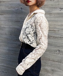 PAGEBOY | レトロレース開襟シャツ(シャツ/ブラウス)