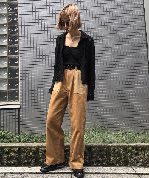 PAGEBOY（ページボーイ）の「レトロレース開襟シャツ（シャツ/ブラウス・レディース・ホワイト/ブラック/マスタード/オレンジ・FREE）」の6枚目の写真