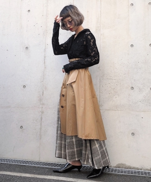 PAGEBOY（ページボーイ）の「レトロレース開襟シャツ（シャツ/ブラウス・レディース・ホワイト/ブラック/マスタード/オレンジ・FREE）」の8枚目の写真