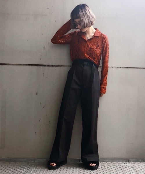 PAGEBOY（ページボーイ）の「レトロレース開襟シャツ（シャツ/ブラウス・レディース・ホワイト/ブラック/マスタード/オレンジ・FREE）」の13枚目の写真