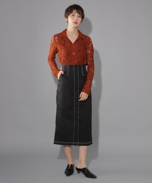 PAGEBOY（ページボーイ）の「レトロレース開襟シャツ（シャツ/ブラウス・レディース・ホワイト/ブラック/マスタード/オレンジ・FREE）」の16枚目の写真