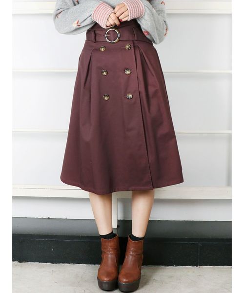 dazzlin（ダズリン）の「トレンチミモレスカート（スカート・レディース・ベージュ/ネイビー/カーキ/ブラウン・SMALL/MEDIUM）」の2枚目の写真