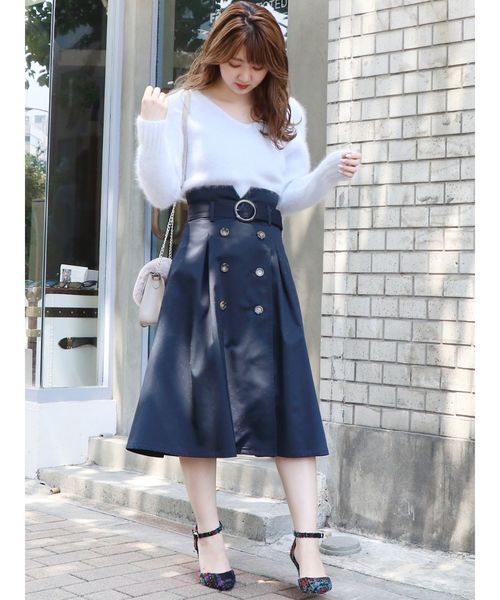 dazzlin（ダズリン）の「トレンチミモレスカート（スカート・レディース・ベージュ/ネイビー/カーキ/ブラウン・SMALL/MEDIUM）」の10枚目の写真