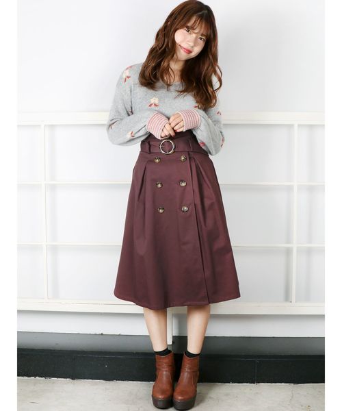 dazzlin（ダズリン）の「トレンチミモレスカート（スカート・レディース・ベージュ/ネイビー/カーキ/ブラウン・SMALL/MEDIUM）」の12枚目の写真