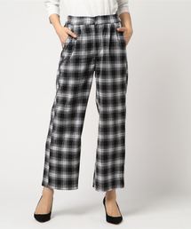 チェック柄ロング丈ワイドパンツ＊ボトムス/レディース[M2270]神戸レタス