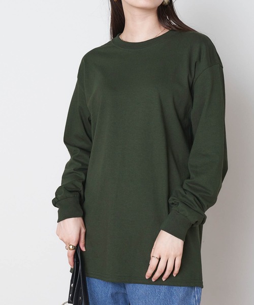 GILDAN（ギルダン）の「【GILDAN ギルダン】 ビッグシルエットクルーネックロンT（Tシャツ/カットソー・レディース・グリーン系その他/ホワイト/グレー/チャコール/ゴールド/ネイビー/オリーブ/ブラック/パープル/ナチュラル/マルーン/オレンジ系その他/サンドベージュ/オレンジ・M/XL/L/S）」の9枚目の写真