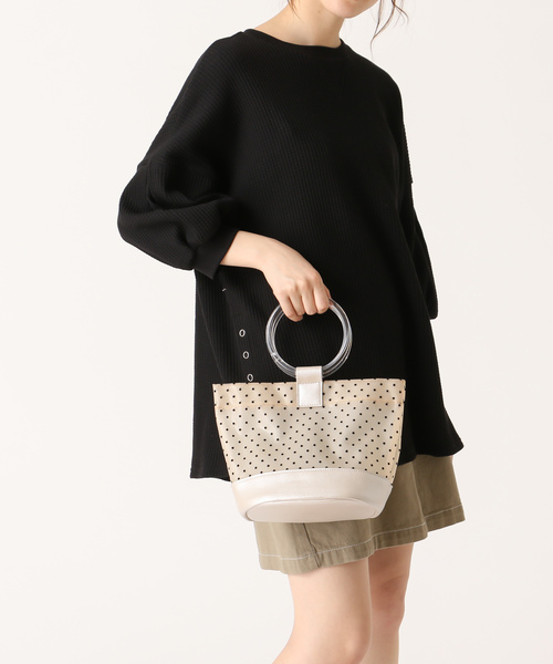 OLIVE des OLIVE（オリーブデオリーブ）の「プラハンドルドットミニトート（トートバッグ・レディース・ブラック/ピンクベージュ・FREE）」の14枚目の写真