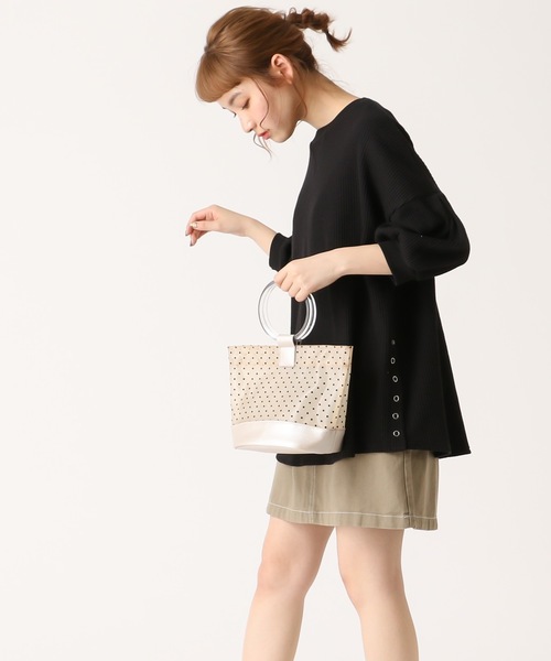 OLIVE des OLIVE（オリーブデオリーブ）の「プラハンドルドットミニトート（トートバッグ・レディース・ブラック/ピンクベージュ・FREE）」の6枚目の写真